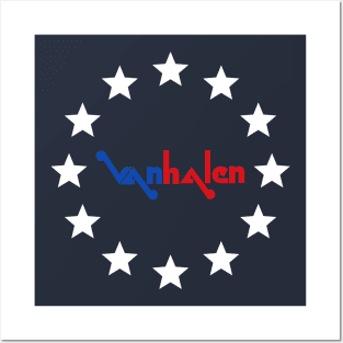 Van Halen - Patriotic Old VH logo Style - Horizontal T-Shirt Posters and Art